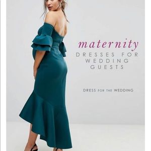 Green maternity cocktail dress.